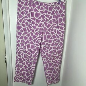 Bob Mackie Wearable Art Pink White Abstract Pull On Pants Size